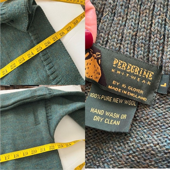 Green Perregine wool quarter zip jumper knitwear. - Picture 8 of 8
